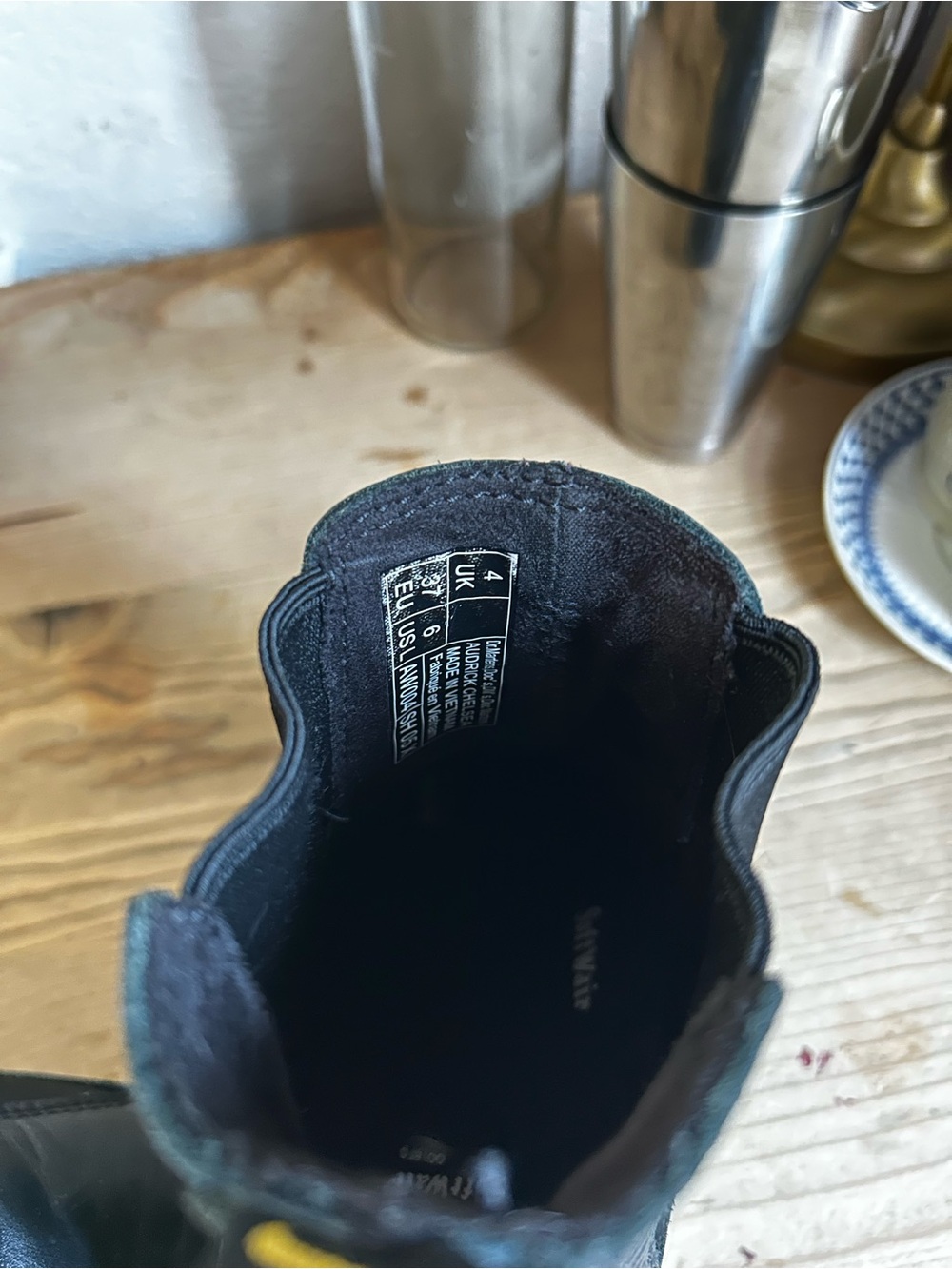 Dr. Martens Black Leather Chelsea Boots with Yellow Welt Stitching - Picture 3 of 4